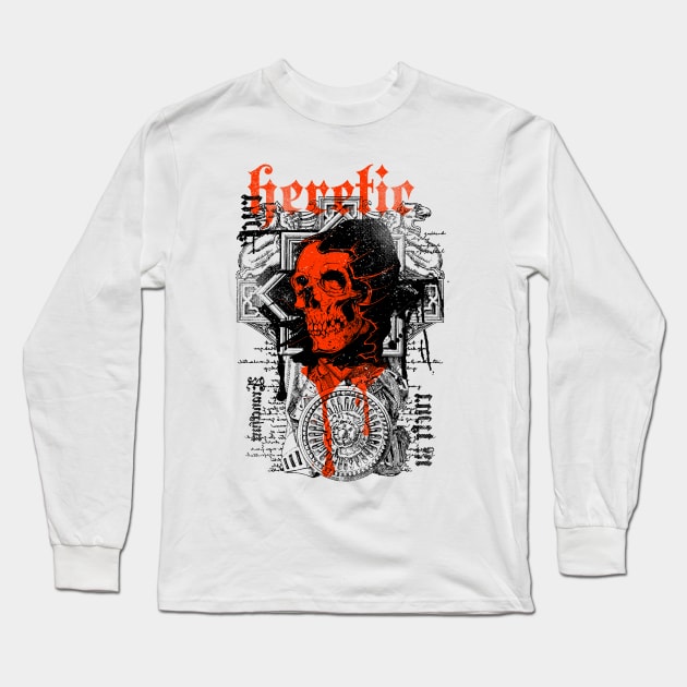 Heretic Skull Long Sleeve T-Shirt by Print Boulevard